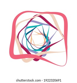 Espiral aleatoria, giratoria, elemento twirl conjunto vector abstracto. Forma de líneas concentradas, radiales y circulares. Imágenes prediseñadas abstractas