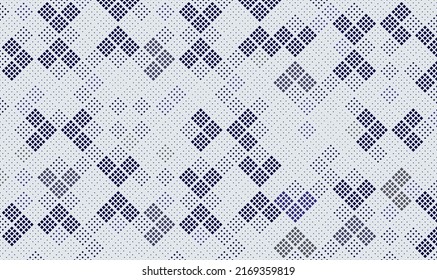 Random square seamless halftone pattern with blue gray color.