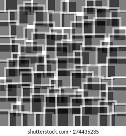 Random squares abstract pattern, texture. Artistic black and white background.