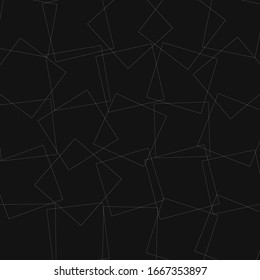 Random squares angular, geometric pattern. Intersected, overlapping thin lines of randomly rotated squares