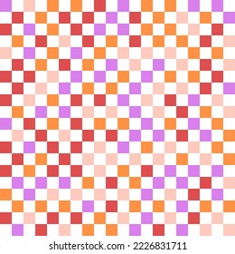 Patrón vectorial de textura asimétrica y aleatoria. Repetir el diseño de mosaico cuadrado. Moderno ornamento a cuadros.  Impresión de tablero de ajedrez de tela. Patrón trippy decorativo.
