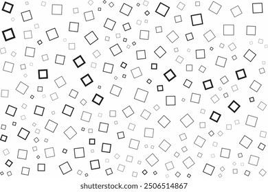 Patrón cuadrado al azar con diseño de Vector sin costuras. Abstractas cuadrados caóticos en blanco y negro combinados con Elementos de Memphis. Fondo geométrico perfecto para tela, textiles, diseño y embalaje.