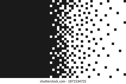 Random squares. The pixel is black monochrome. The margins for the text. Vector illustration.