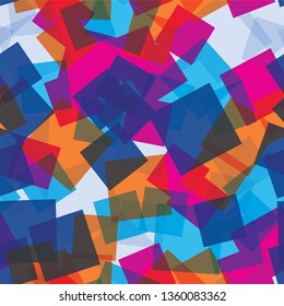 Random squares seamless pattern. Abstract background. Squares superimposed on each other. Geometric. Print fabric, clothing, shirts, dress, wrap, wrapper, net, cover, label, banner, emblem.