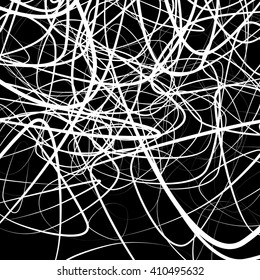 Random squiggly, chaotic lines. Artistic monochrome image.