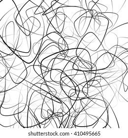 Random squiggly, chaotic lines. Artistic monochrome image.