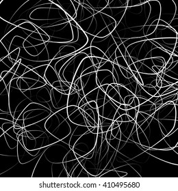 Random squiggly, chaotic lines. Artistic monochrome image.