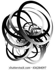 Random squiggly, curvy lines, abstract monochrome illustration. Overlapping tangled shapes. Black and white monochrome artistic vector image.