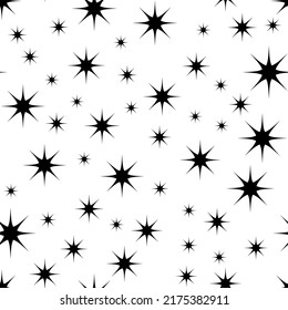 Random stars seamless pattern. Starry sky vector wallpaper. Milky Way, intergalactic space.