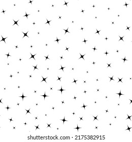 Random stars seamless pattern. Starry sky vector wallpaper. Milky Way, intergalactic space.