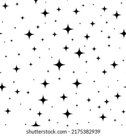 Random stars seamless pattern. Starry sky vector wallpaper. Milky Way, intergalactic space.