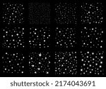 Random stars seamless patterns set. Starry sky vector wallpaper. Milky Way, intergalactic space.