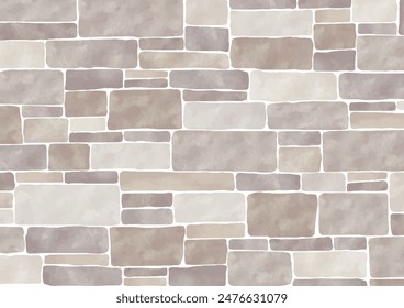 Random stone wall background in watercolor gray