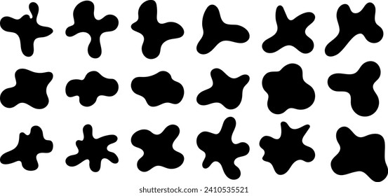 Formas líquidas extrañas al azar, conjunto de formas de blobs orgánicas, diseño de imágenes prediseñadas aisladas