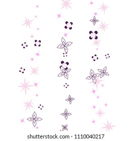 Random stripes from scattered flowers. Abstract confetti vector from flying rotating floral elements. Decorative Vector illustration. Decoration, paper packaging, textile design.
