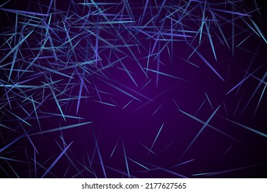 Random strokes and scribbles. Urban texture. Molecular particles chaotic movement. Brownian motion abstract dispersion concept vector digital background. Violet lines dynamic particles