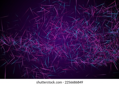 Random strokes and scribbles. Urban texture. Molecular particles chaotic movement. Brownian motion abstract dispersion concept vector digital background. Blue lines dynamic technology.