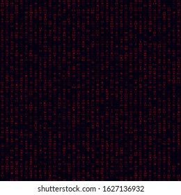 Random symbols background. Red filled hexadecimal pairs seamless pattern. Radiant vector illustration.