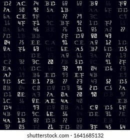 Random symbols background. White filled hexadecimal pairs seamless pattern. Elegant background. Neat vector illustration.