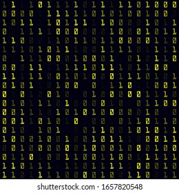 Random symbols background. Yellow filled binary seamless pattern. Cool background. Modern vector illustration.