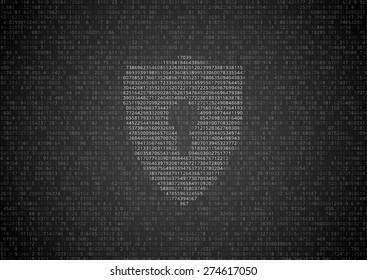 Random symbols. numbers and letters with lock sign - encrypted data vector illustration