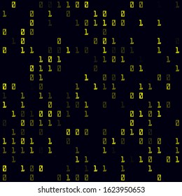 Random symbols pattern. Yellow sparse binary seamless pattern. Classy background. Elegant vector illustration.