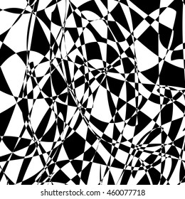 Random texture with alternating black and white shapes. Rough, chaotic irregular, asymmetric texture