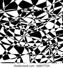 Random texture with alternating black and white shapes. Rough, chaotic irregular, asymmetric texture