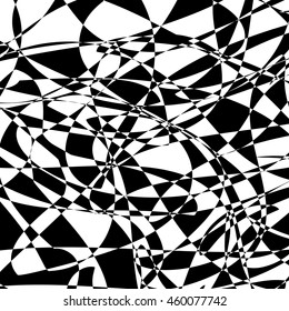 Random texture with alternating black and white shapes. Rough, chaotic irregular, asymmetric texture