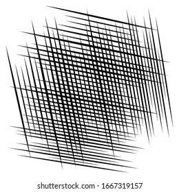 random tilt, oblique grid, mesh pattern. dynamic slanting intersect lines. abstract grate design. trellis, lattice geometric texture with irregular streaks, stripes