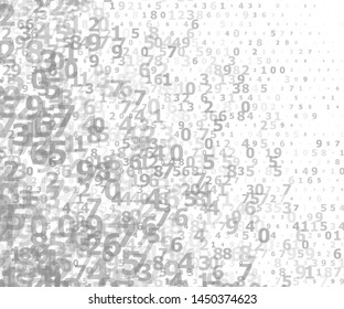 Random transparent numbers 0 and 9. Background in a matrix style. Binary code pattern with digits on screen, falling character. Abstract digital backdrop. Vector illustration
