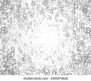 Random transparent numbers 0 and 9. Background in a matrix style. Binary code pattern with digits on screen, falling character. Abstract digital backdrop. Vector illustration
