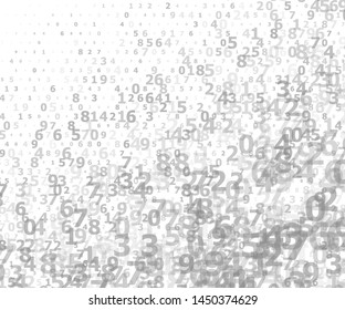 Random transparent numbers 0 and 9. Background in a matrix style. Binary code pattern with digits on screen, falling character. Abstract digital backdrop. Vector illustration
