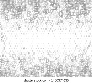 Random transparent numbers 0 and 9. Background in a matrix style. Binary code pattern with digits on screen, falling character. Abstract digital backdrop. Vector illustration
