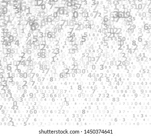 Random transparent numbers 0 and 9. Background in a matrix style. Binary code pattern with digits on screen, falling character. Abstract digital backdrop. Vector illustration
