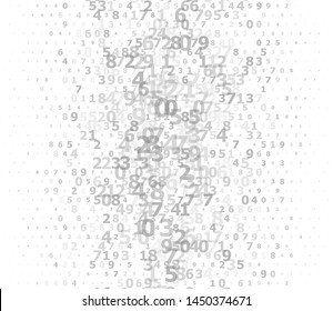 Random transparent numbers 0 and 9. Background in a matrix style. Binary code pattern with digits on screen, falling character. Abstract digital backdrop. Vector illustration
