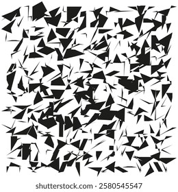 Random triangle shapes. Geometric abstract pattern. Black and white vector. Modern graphic composition.