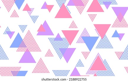 Random triangle shapes seamless pattern graohic design. Textile print. Colorful triangles motion backdrop. Triangular shapes scandinavian endless pattern.