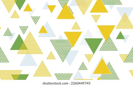 Random triangle shapes seamless pattern vector design. Geometric print. Colorful triangles motion backdrop. Mix triangular shapes seamless pattern.