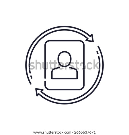 random user icon with card, line design