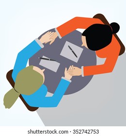 RANDOM VECTOR: LINKED =  Women talking and holding each others hands 