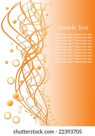 random waves with circles and sample text on orange background, wallpaper