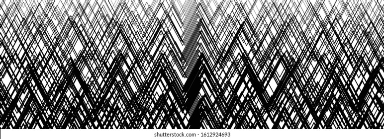 Random wavy, zig-zag lines abstract art texture, background. Sinuous, tangled intersecting, overlapping shapes chaotic composition. Chaos pattern with scattered elements