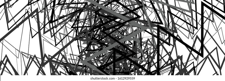 Random wavy, zig-zag lines abstract art texture, background. Sinuous, tangled intersecting, overlapping shapes chaotic composition. Chaos pattern with scattered elements