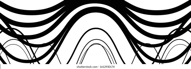 Random wavy, zig-zag lines abstract art texture, background. Sinuous, tangled intersecting, overlapping shapes chaotic composition. Chaos pattern with scattered elements