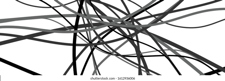 Random wavy, zig-zag lines abstract art texture, background. Sinuous, tangled intersecting, overlapping shapes chaotic composition. Chaos pattern with scattered elements