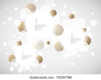 Random white and golden bubbles with place for your text.