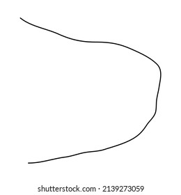 Random winding, tortuous line. Squiggly, waving, wavy curved line element
