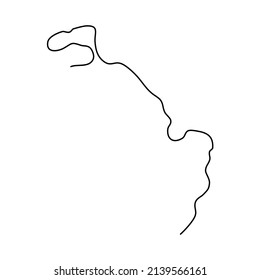 Random winding, tortuous line. Squiggly, waving, wavy curved line element