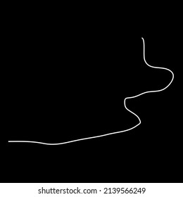 Random winding, tortuous line. Squiggly, waving, wavy curved line element